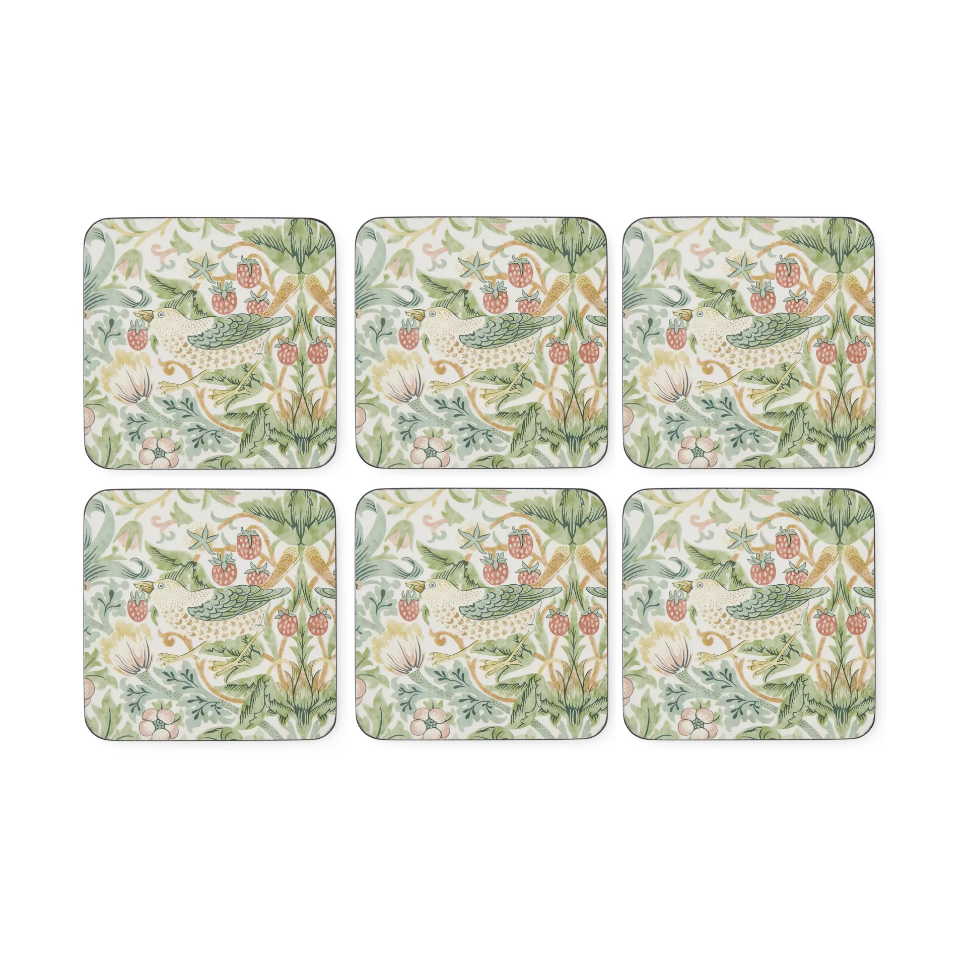 Pimpernel Sous-verre Strawberry Thief lot de 6 Green