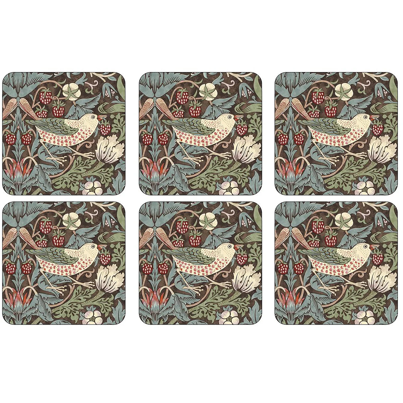 Pimpernel Sous-verre Strawberry Thief lot de 6 Marron