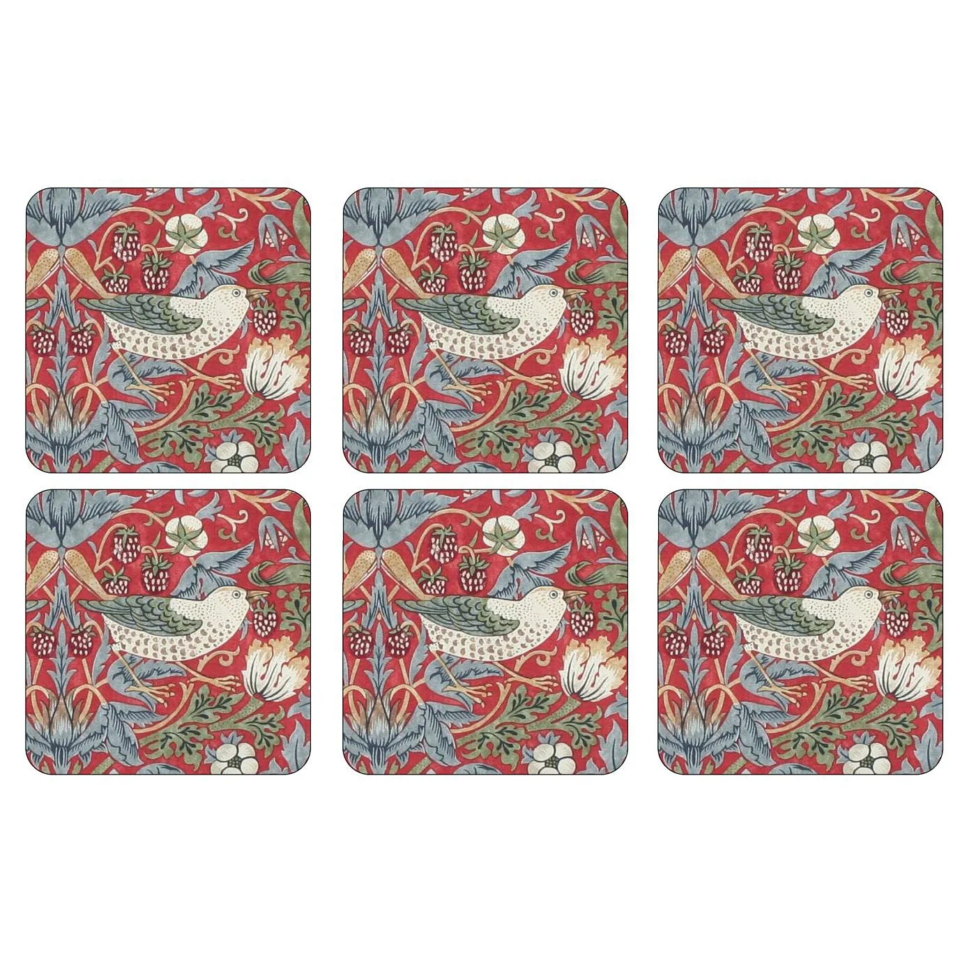 Pimpernel Sous-verre Strawberry Thief lot de 6 Rouge