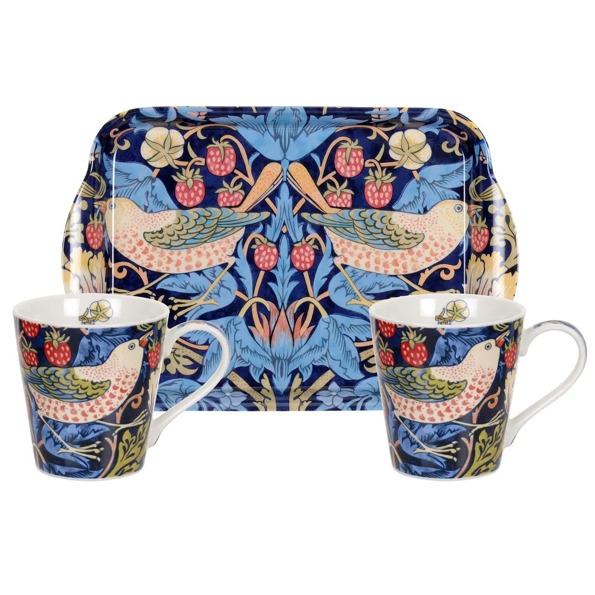 Pimpernel Strawberry Thief mugg och brickset Bl&aring;