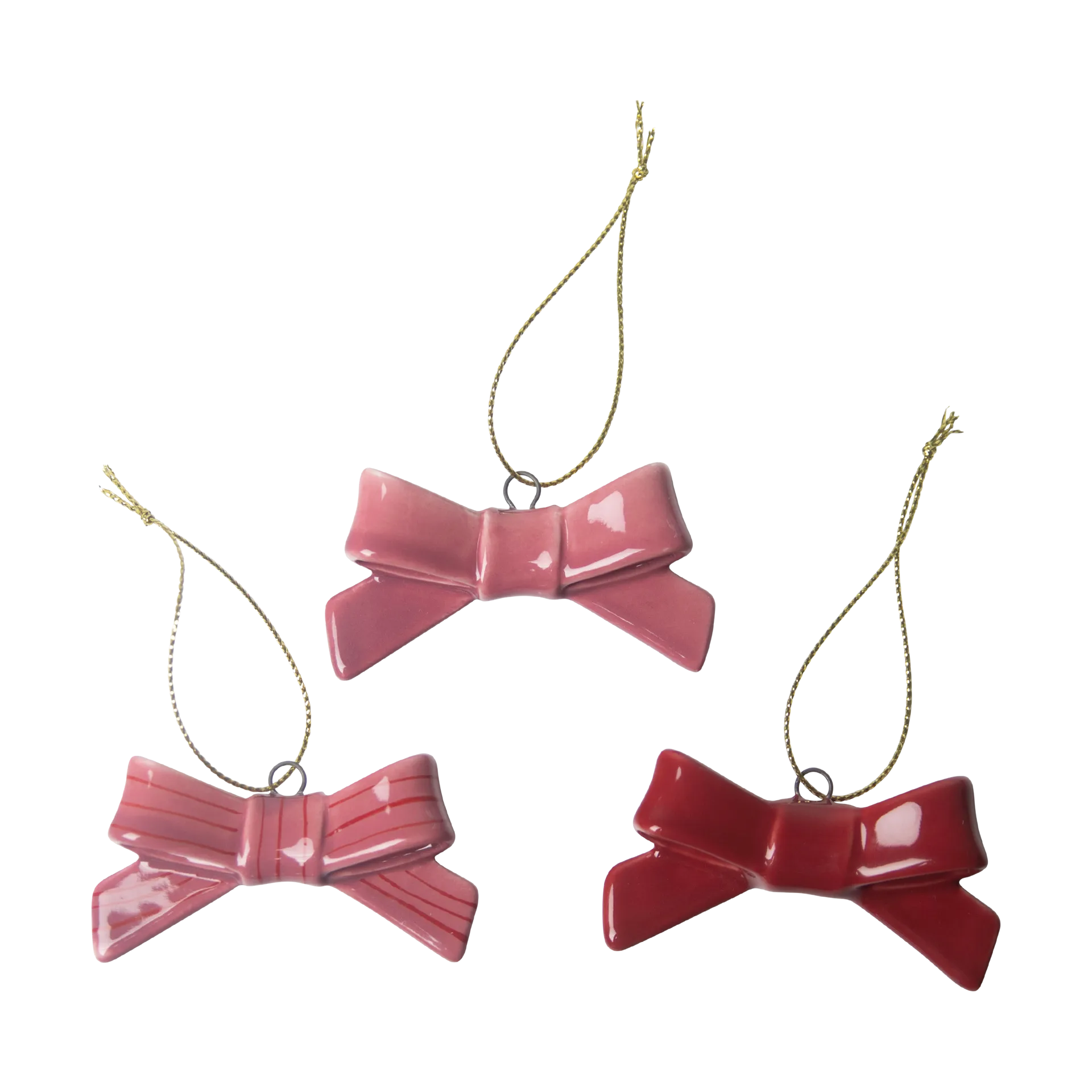 Pluto Design Décorations suspendues 3 pièces Bow Rouge-rose