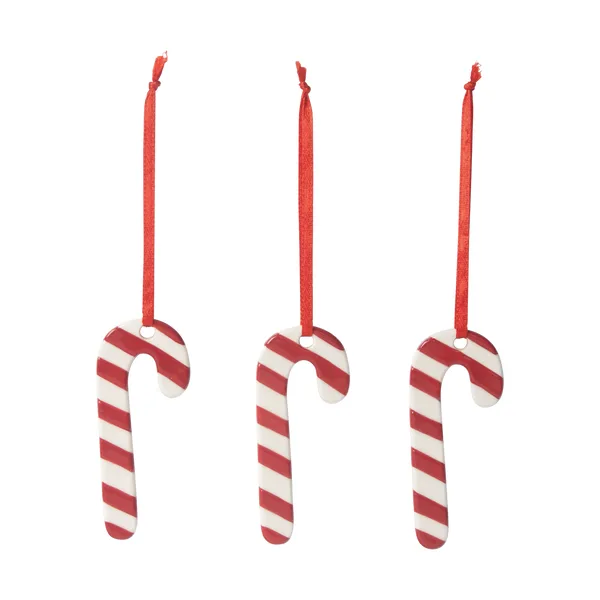 Polkagris julgranshänge 3-pack, Vit
