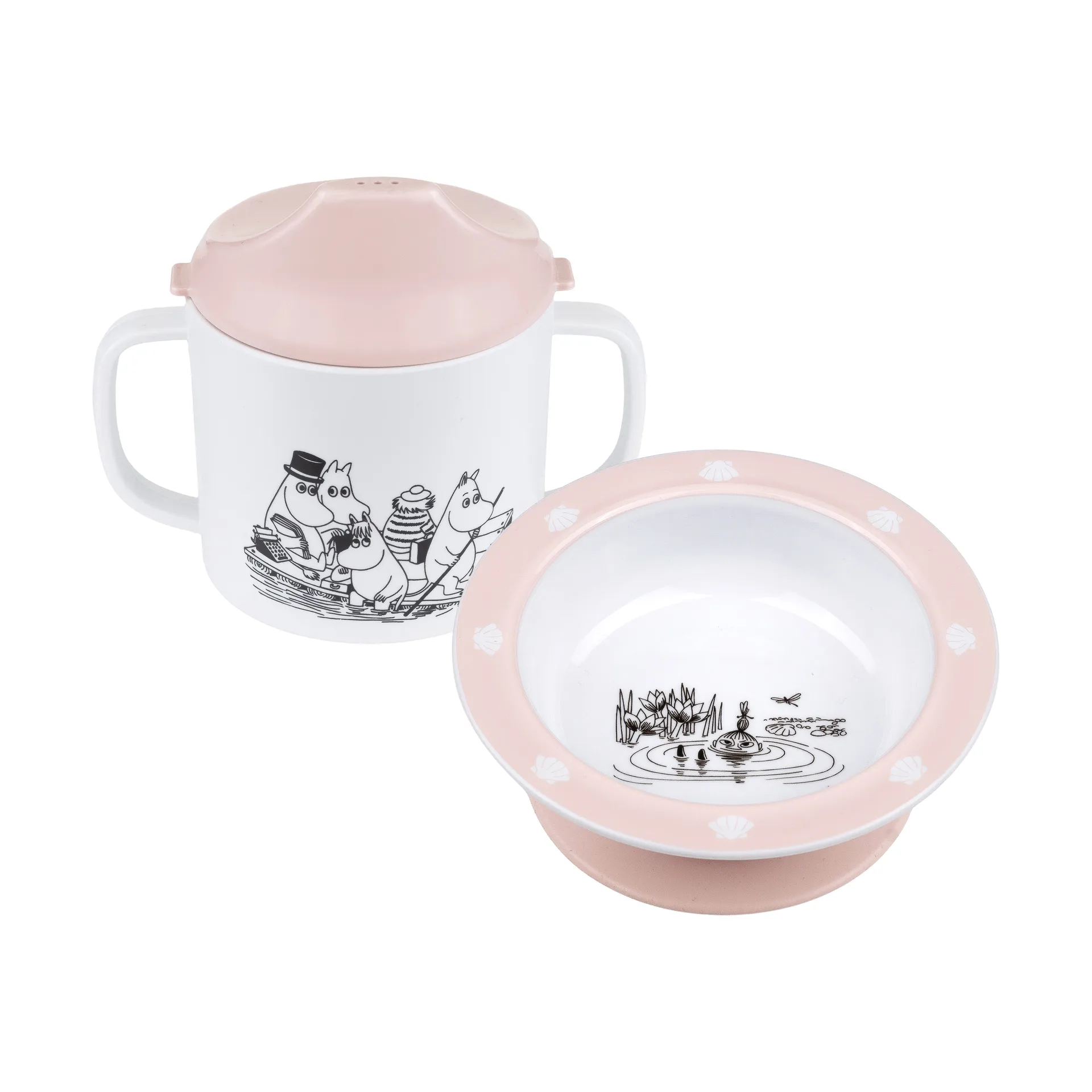Rätt Start Mumi Vand & Bad tudkop & sugekopstallerken Pink