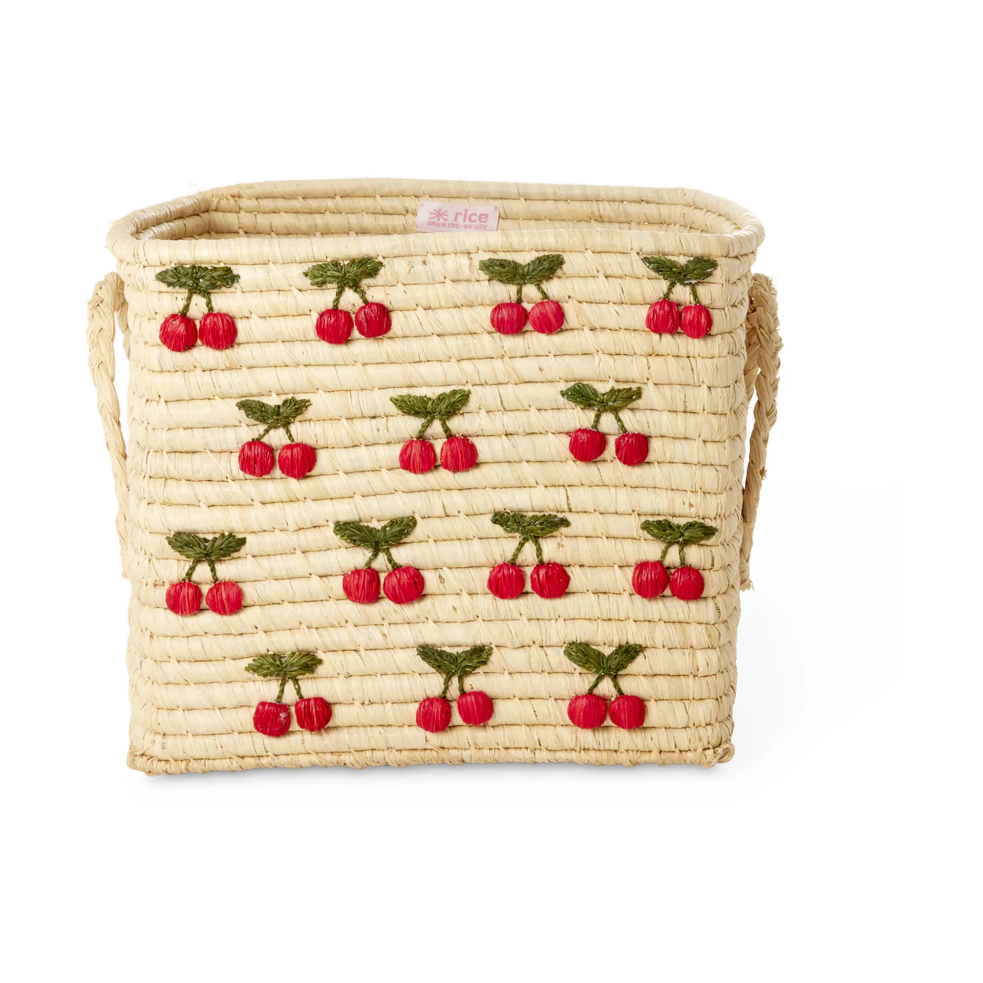RICE Panier en raphia avec poignée Rice cm Cerise