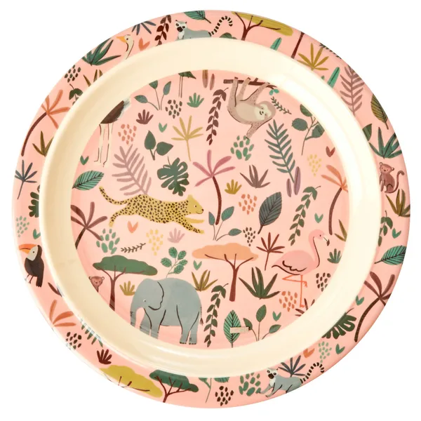 Rice barntallrik Jungle animals, Coral-multi