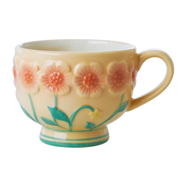 Rice Embossed Flower keramikmugg 30 cl, Creme