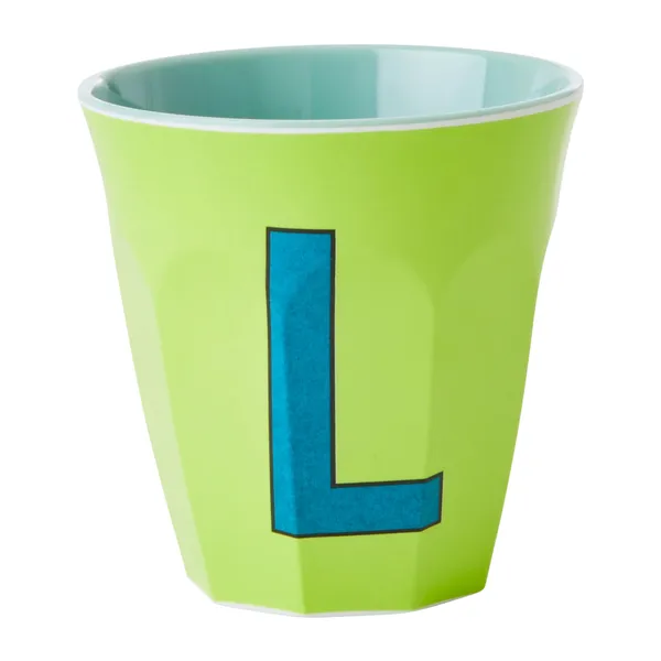 Rice melaminkopp medium bokstav L 30 cl, Lime