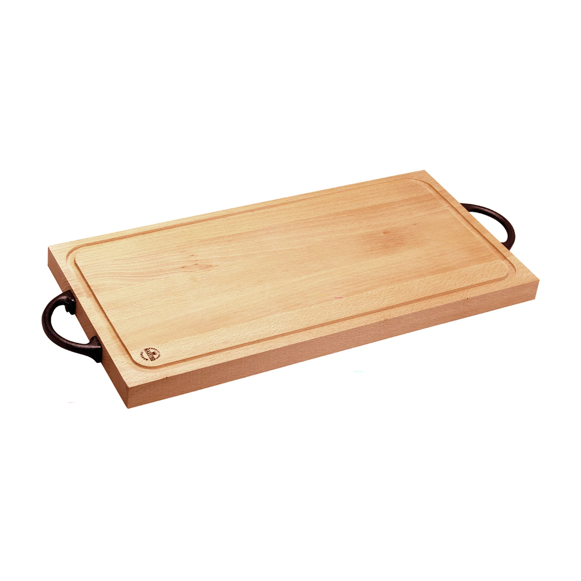 Ronneby Bruk Maestro skærebræt bøg med håndtag af støbejern dobbelt 25x50 cm billede