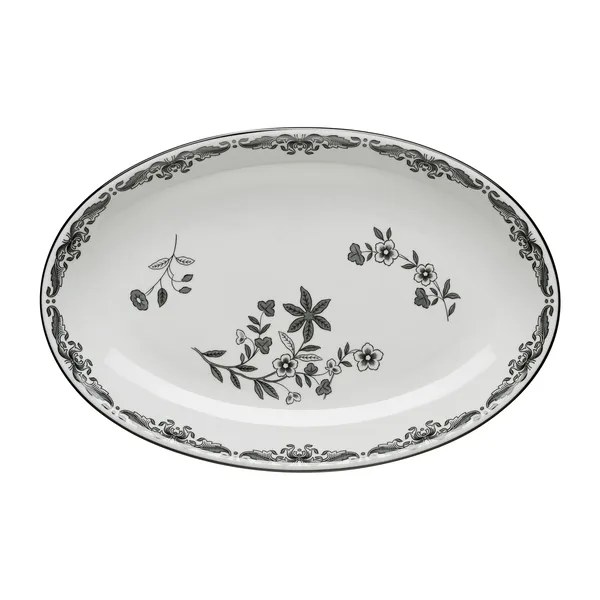 Ostindia Svart serveringsfat ovalt 22x33 cm