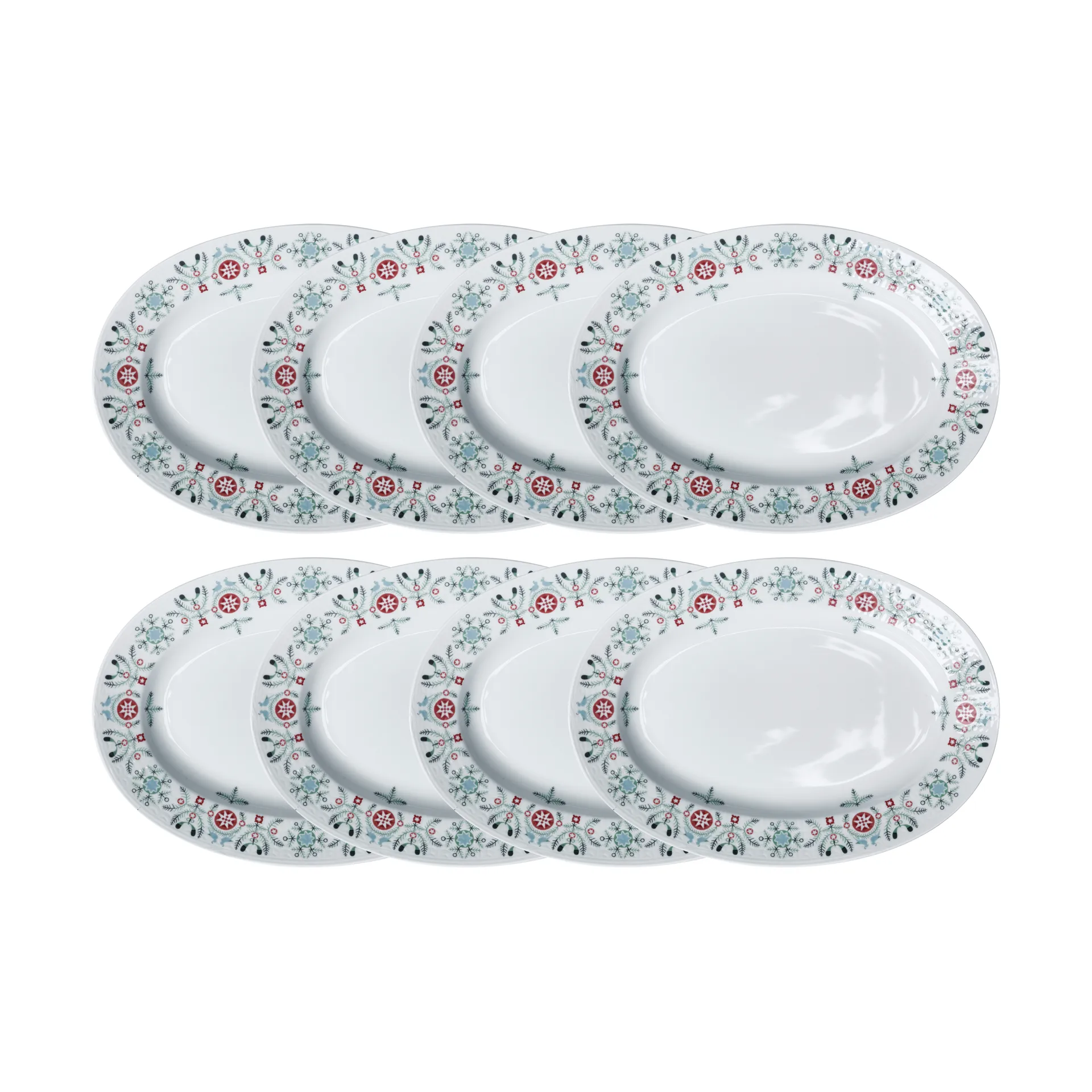 Rörstrand Swedish Grace Winter tallerken oval 8-pak - Hvid