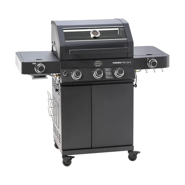 Videro PRO G3-S Vario+ gasolgrill, Mattsvart