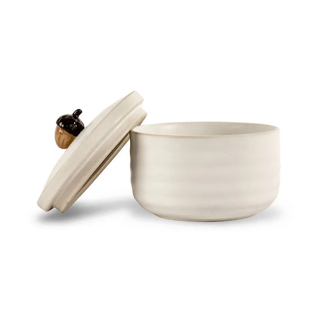 Sagaform Jarre à gland Ellen avec couvercle Ø13.5 cm Blanc cassé