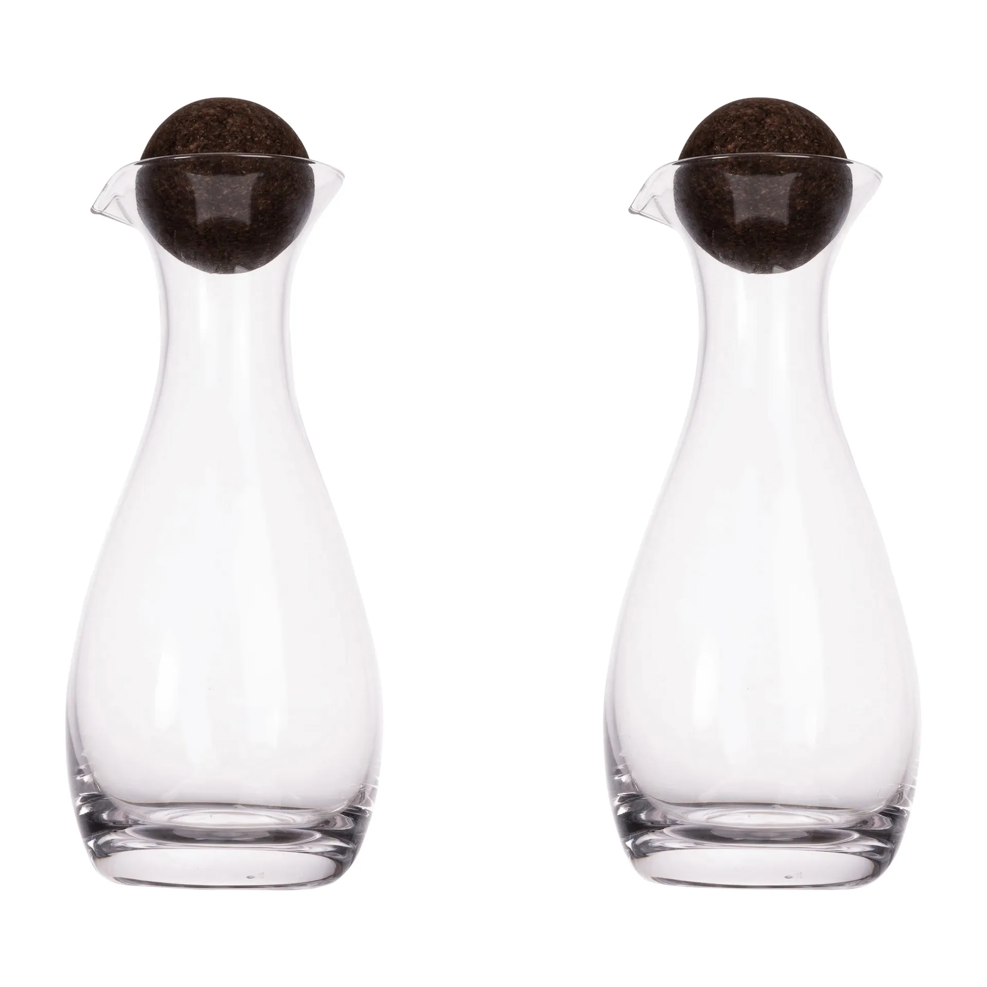 Sagaform Nature olie/vineddikeflaske med korkkugle 2-pak 35 cl Klar/Mørkebrun