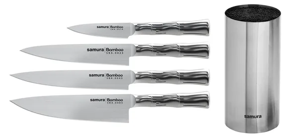 BAMBOO knivset 4 knivar-1 knivblock, Rostfritt stål