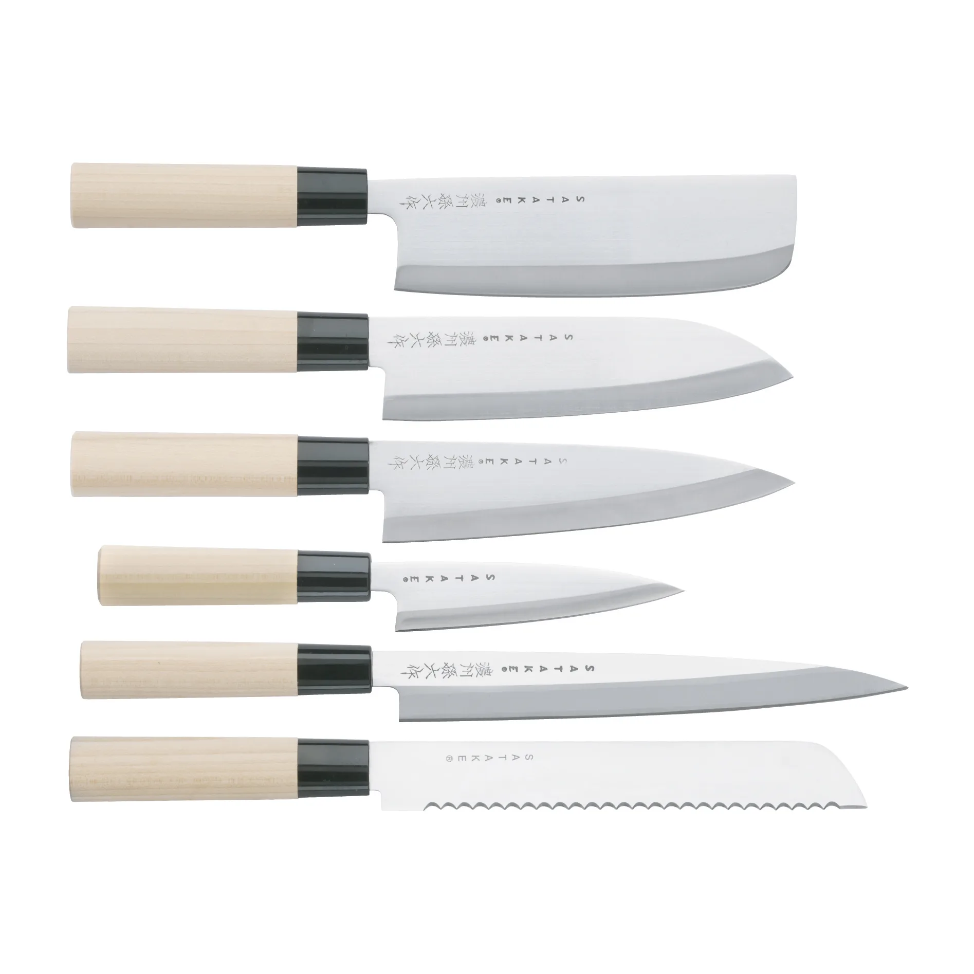 Satake Knivsett i balsaboks 35 x 38 cm 6 deler