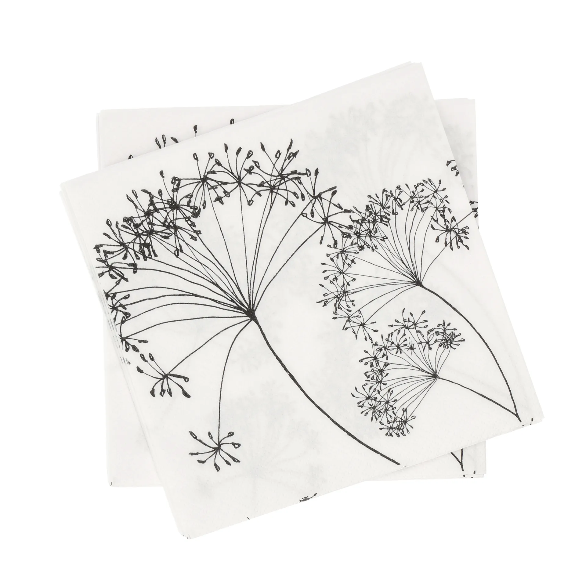 Scandi Essentials Botanical serviette en papier Blanc-noir, lot de 20, cm
