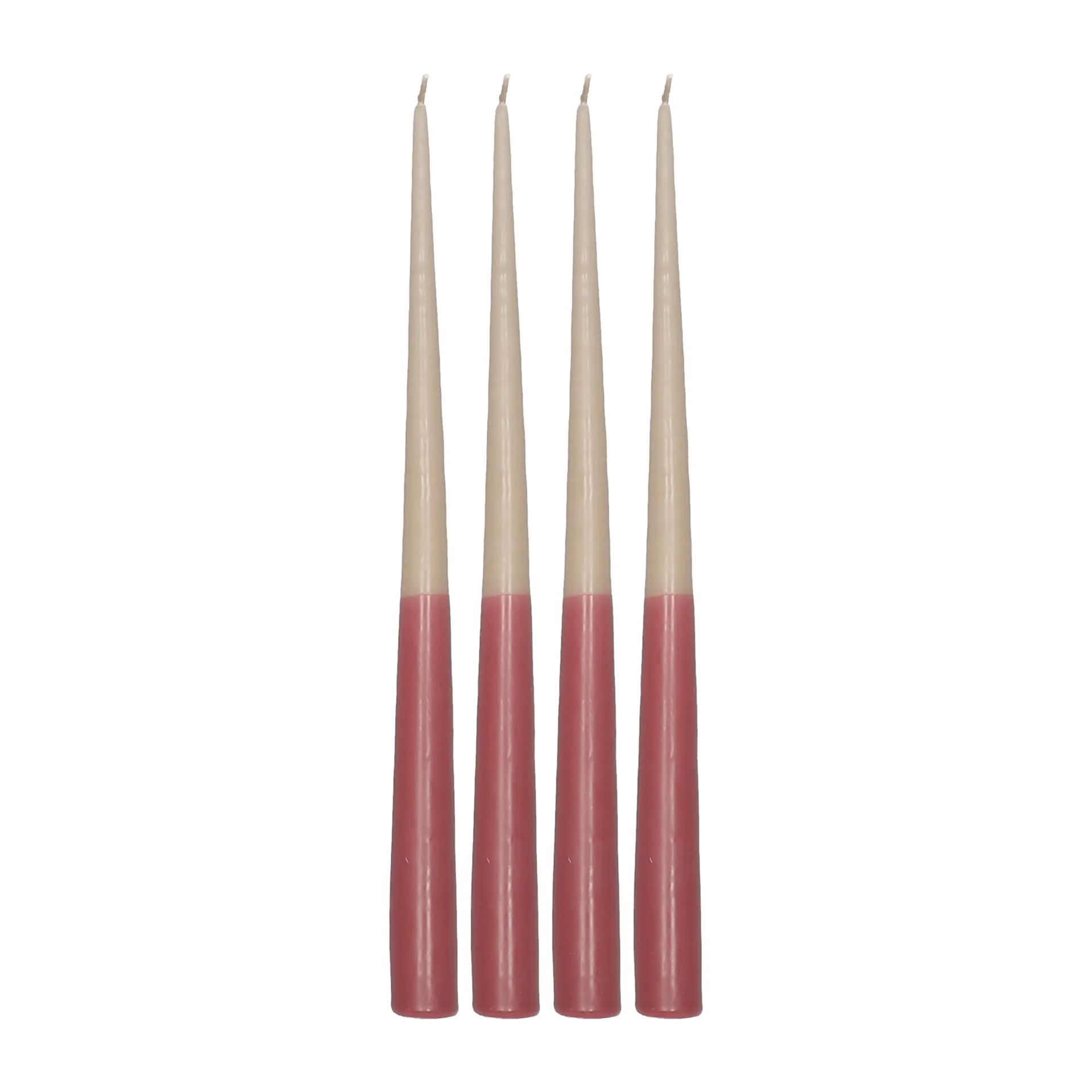 Scandi Essentials Bougie antique Affinity bicolore , lot de 4 Beige-rouge