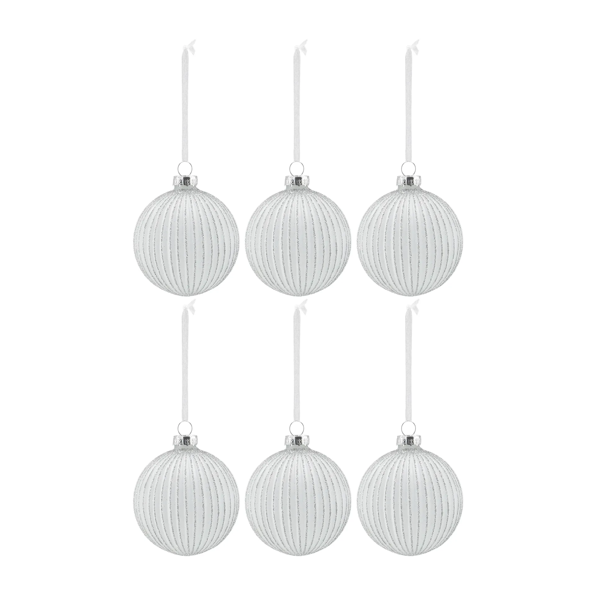 Scandi Living Boule de Noël Holiday lot de 6 Blanc