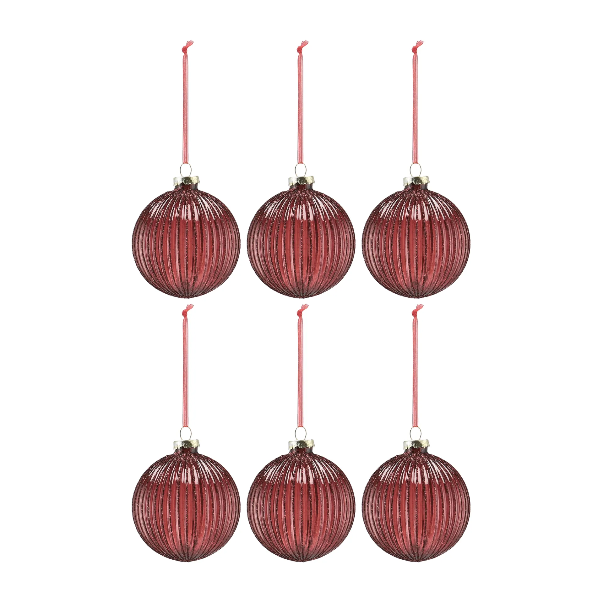 Scandi Living Boule de Noël Holiday lot de 6 Rouge