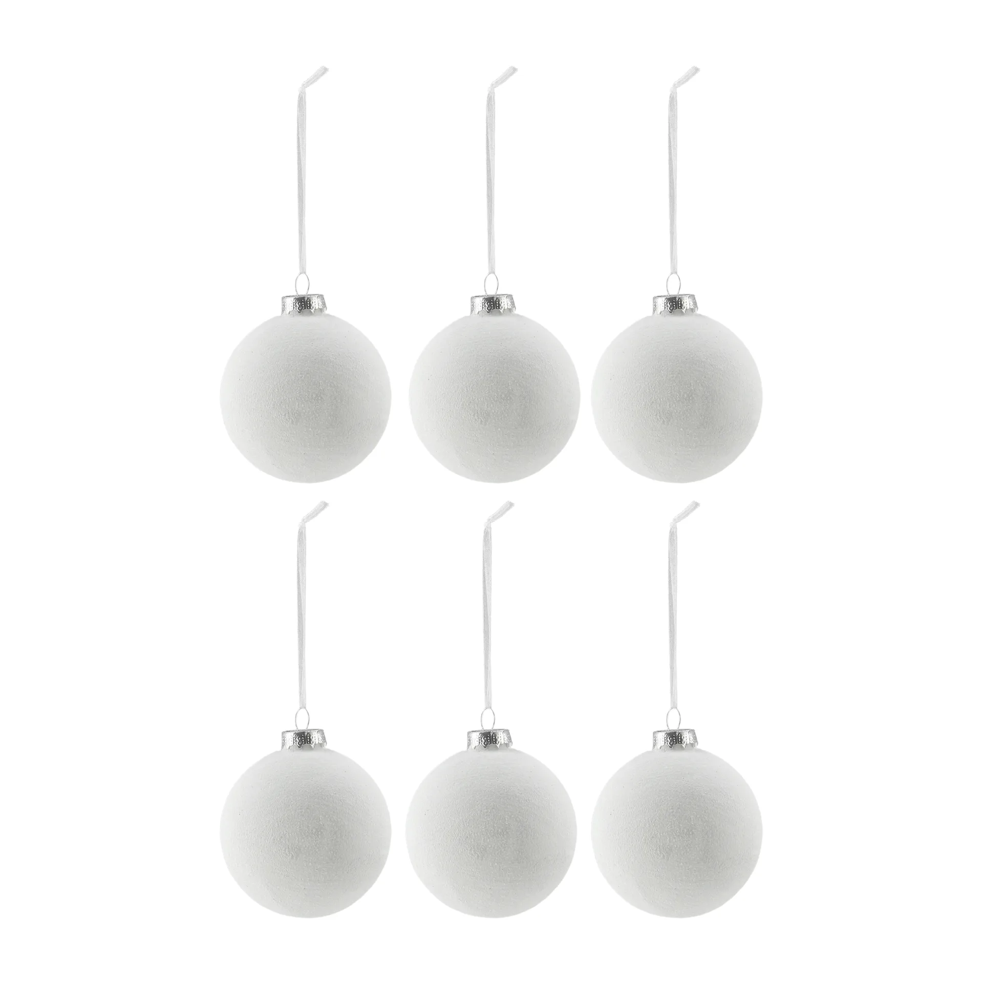 Scandi Living Boule de Noël Snowing lot de 6 Blanc