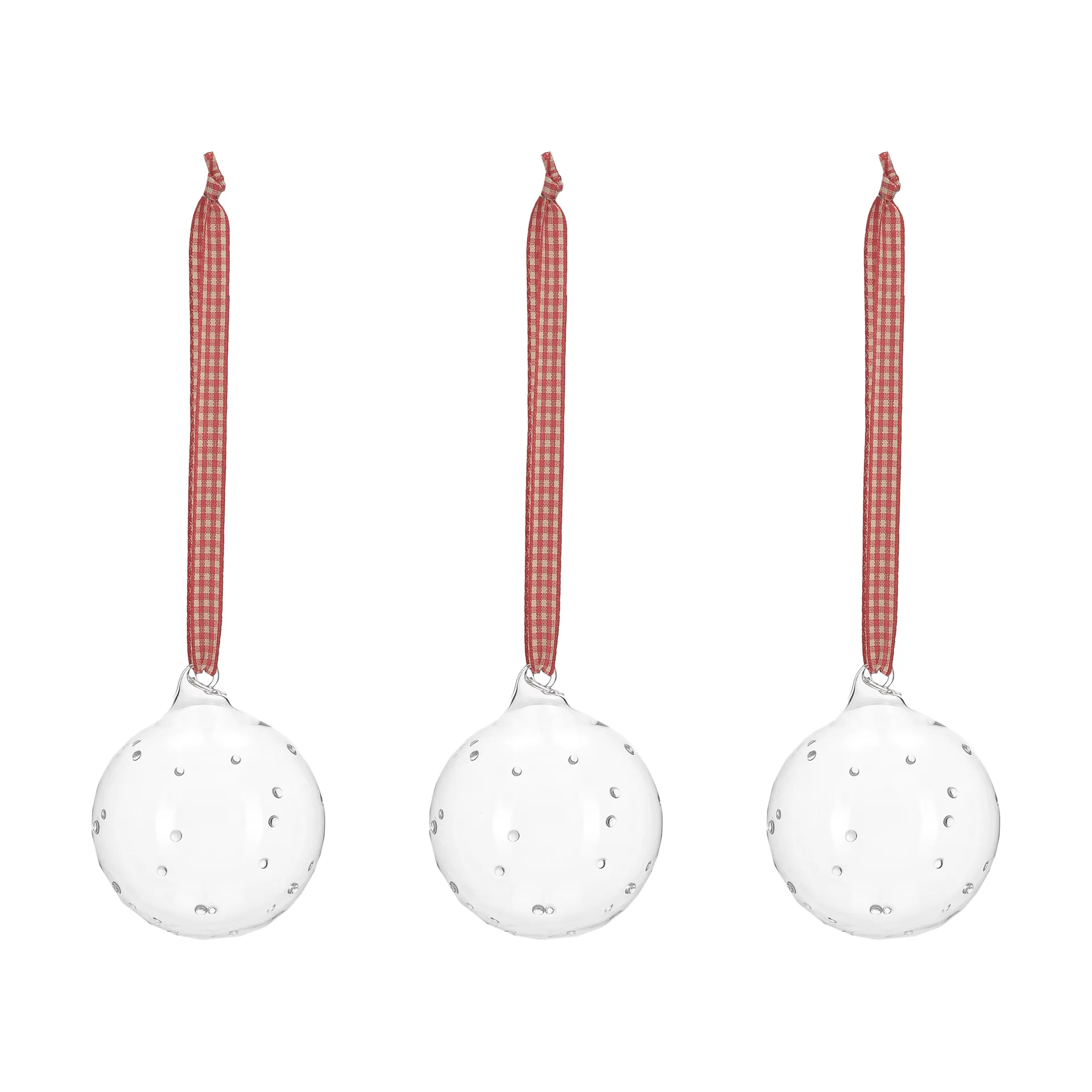 Scandi Living Boule de sapin avec nœud Grace Lot de 3 Rouge