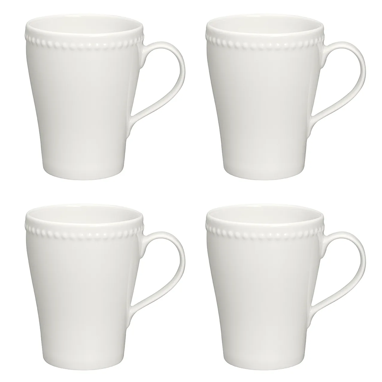 Scandi Living Dots mok 35 cl 4 stuks Crème wit