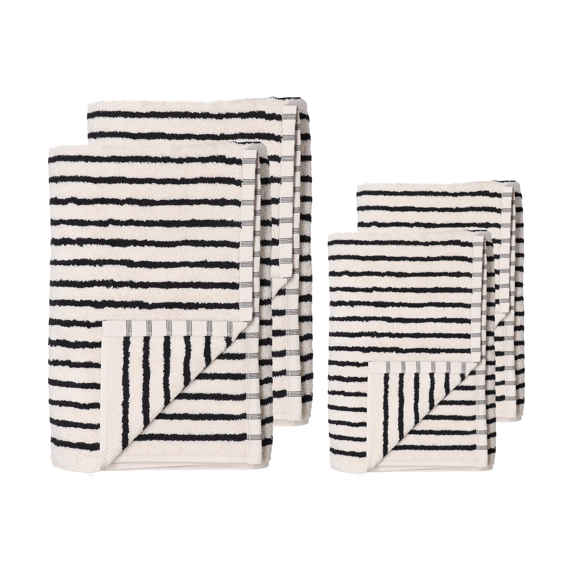 Scandi Living Ensemble de serviettes Drift 4 pièces - Blanc-noir