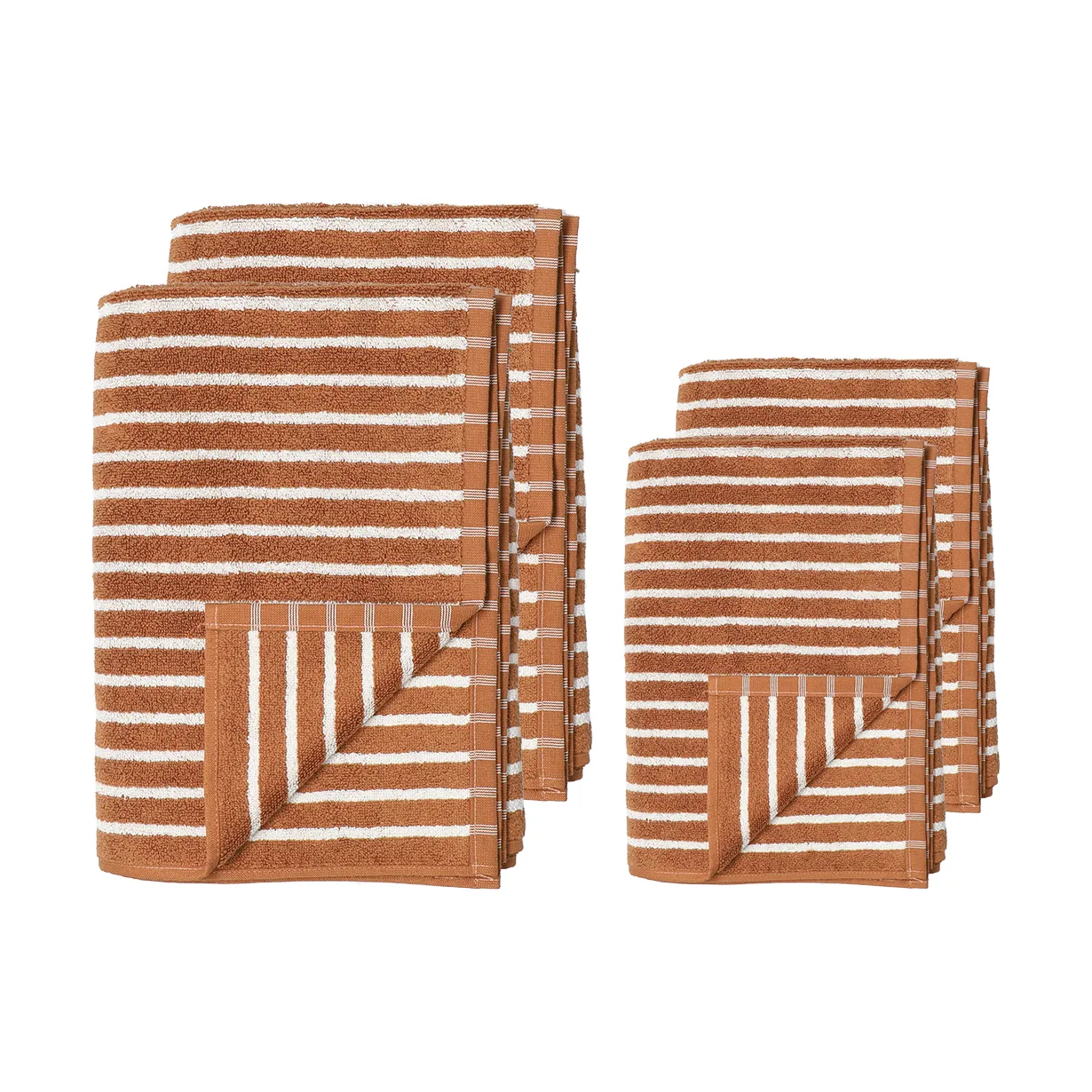 Scandi Living Ensemble de serviettes Drift 4 pièces - Marron-blanc