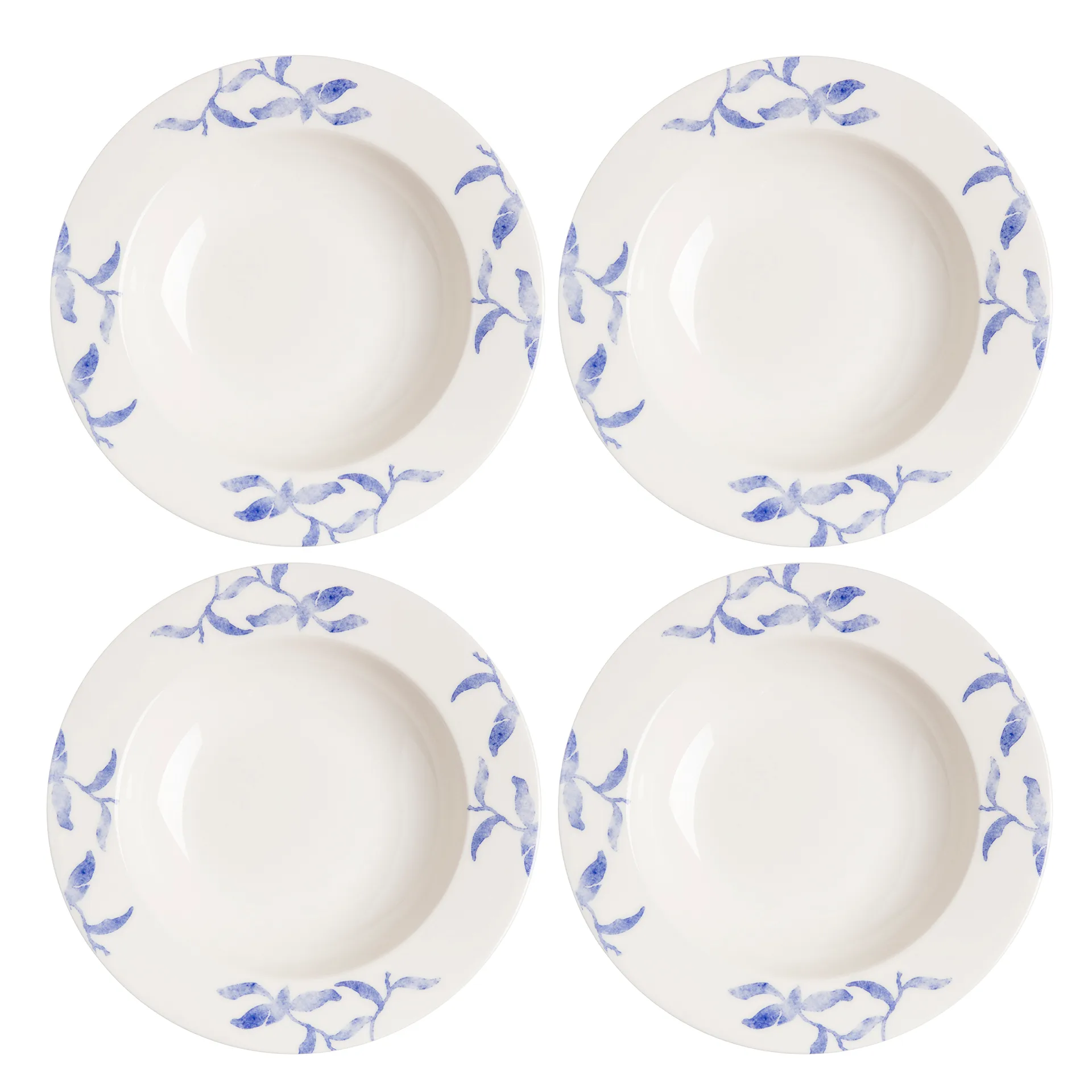 Scandi Living Havspil djup tallrik 23 cm 4-pack bl&aring;-vit