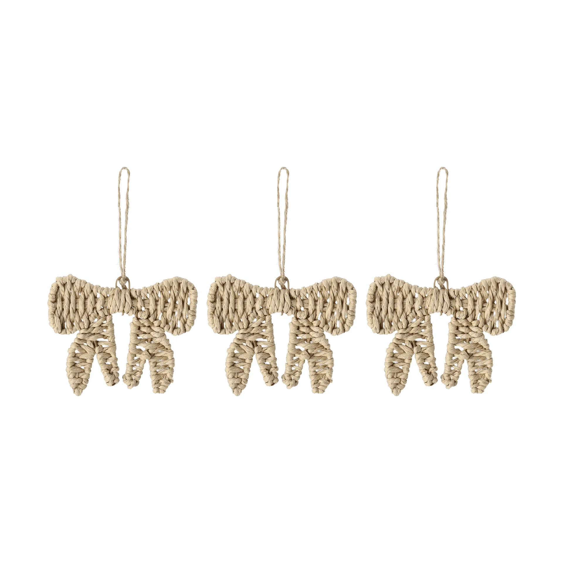 Scandi Living Suspension de sapin nœud Twine Lot de 3 Nature