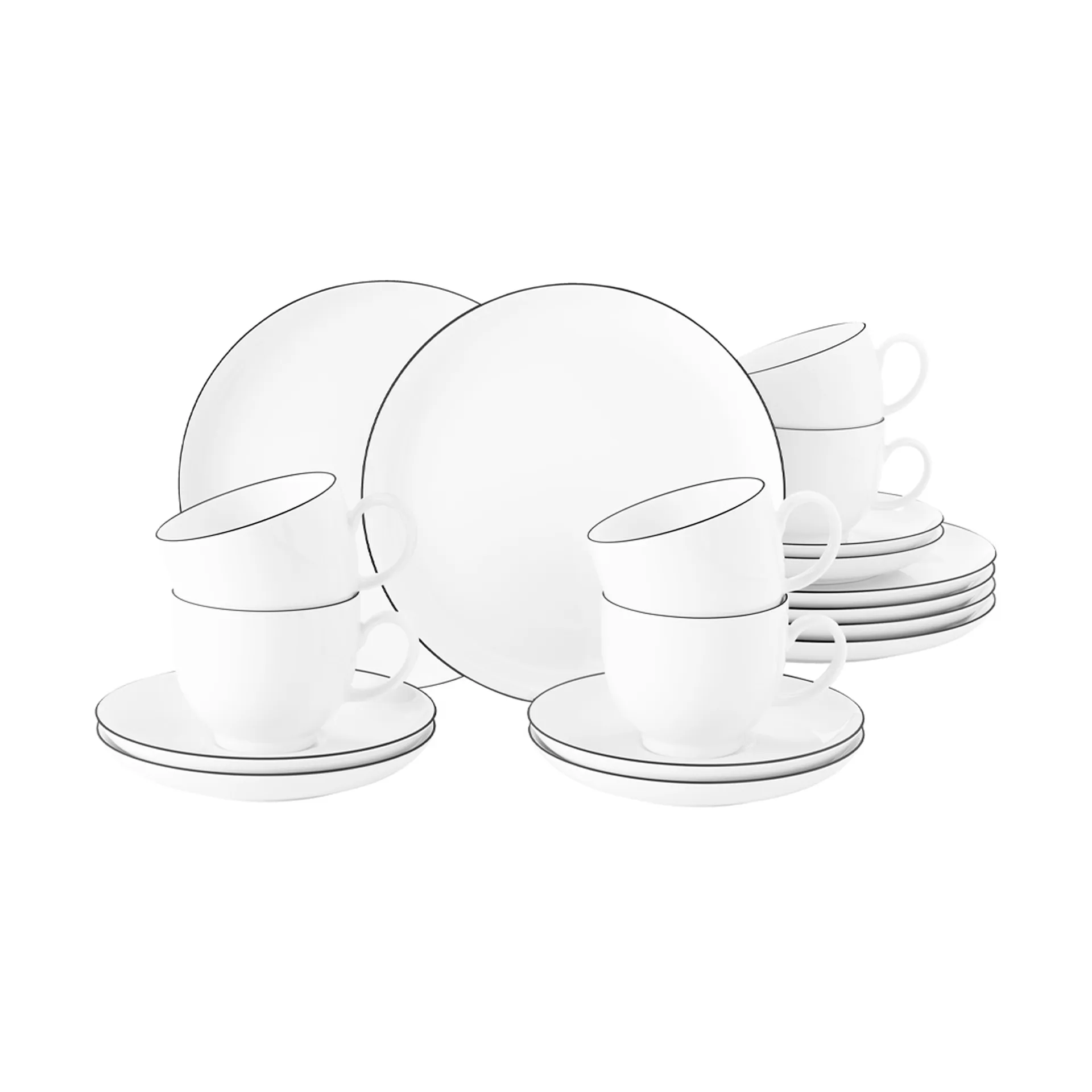 Seltmann Weiden Lido black line kaffeservice 18 dele Hvid med sort kant