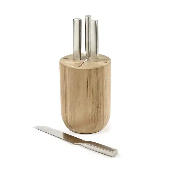 Base knivset med knivblock 5 delar, Wood-steel