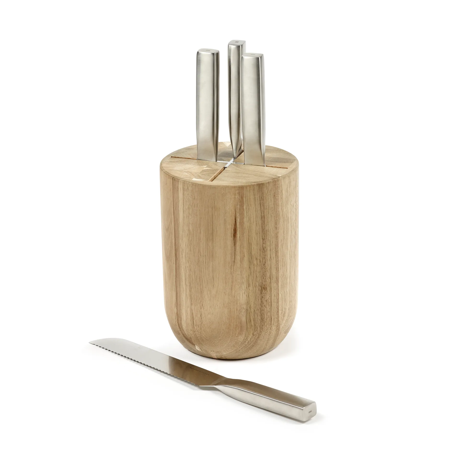 Serax Base knivsæt med knivblok 5 dele Wood-steel grey