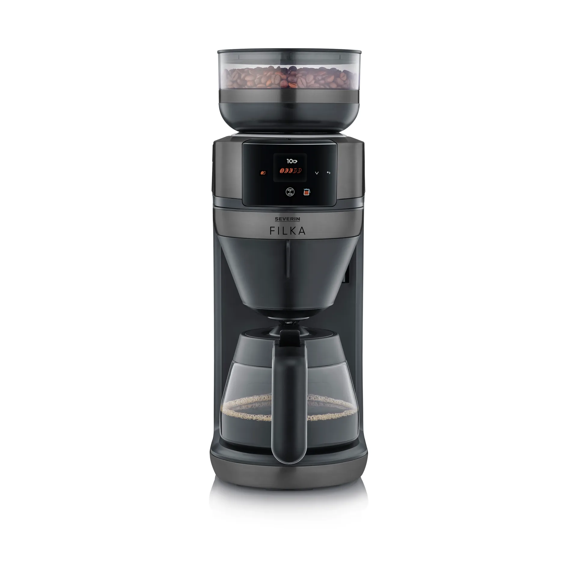 Severin FILKA 2.0 KA 4854 helautomatisk kaffebryggare Dark Inox, glaskanna