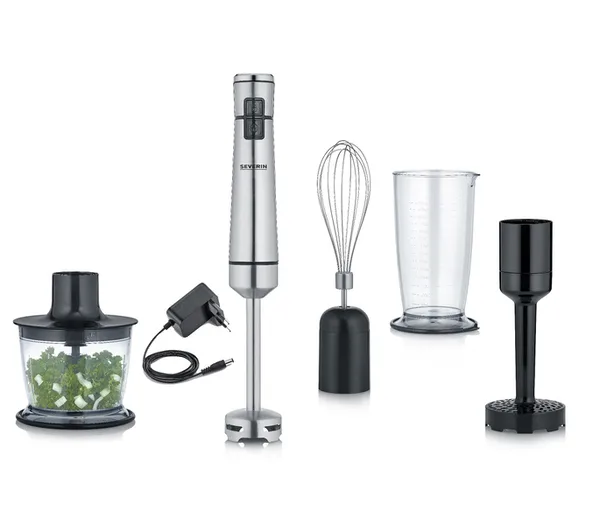 Severin SM 3775 stavmixer set sladdlös, Borstat stål