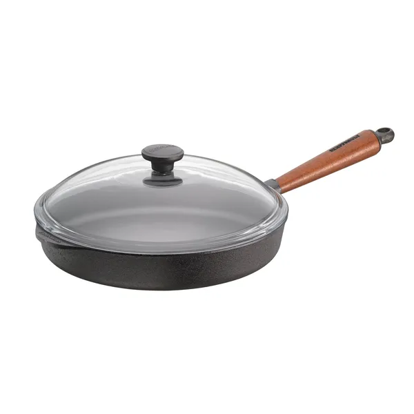 Skeppshult traktörpanna med trähandtag & glaslock, 28 cm