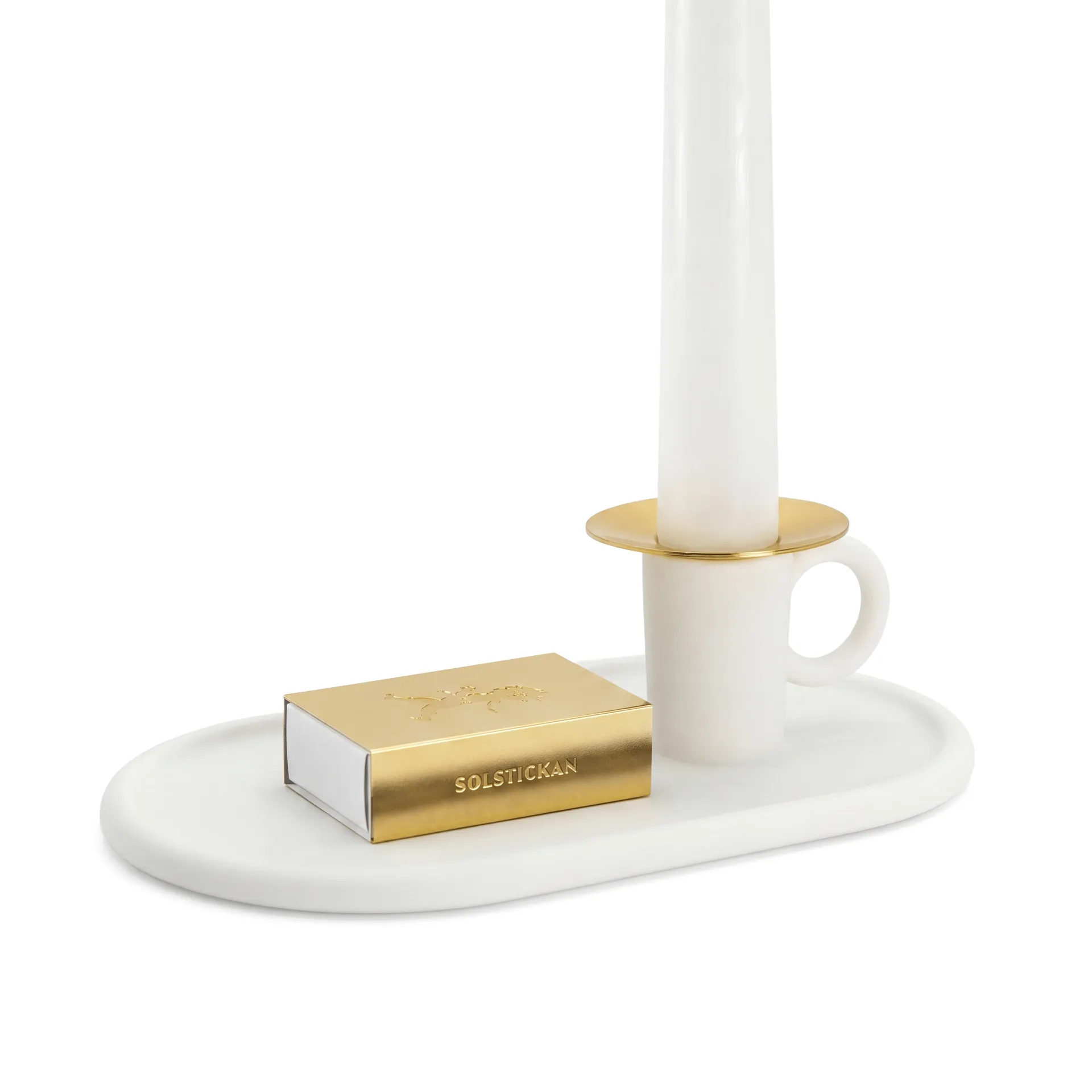 Solstickan Design Bougeoir de chambrette avec étui à allumettes Blanc