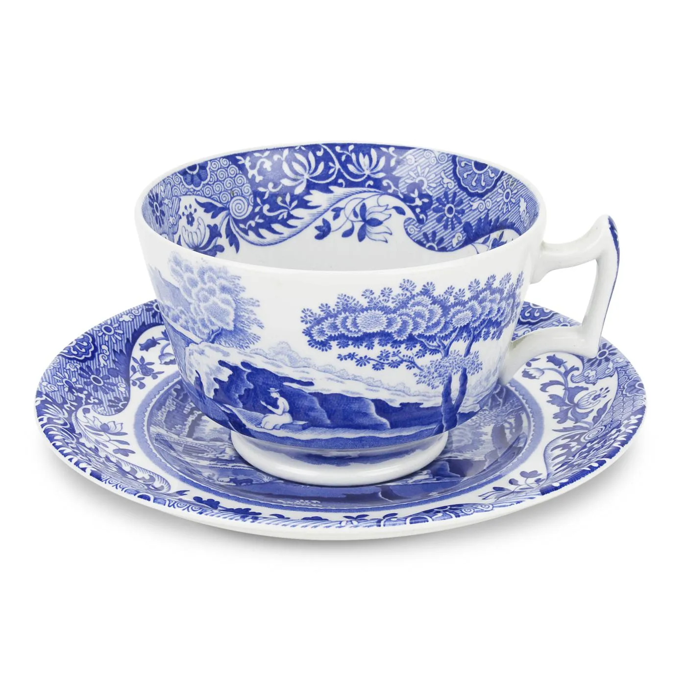 Spode Blå italiensk morgenmadskop og -tallerken 28 cl