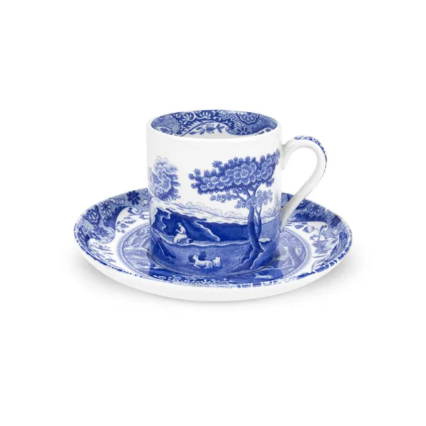 Blue Italian espressokopp med fat, 9 cl