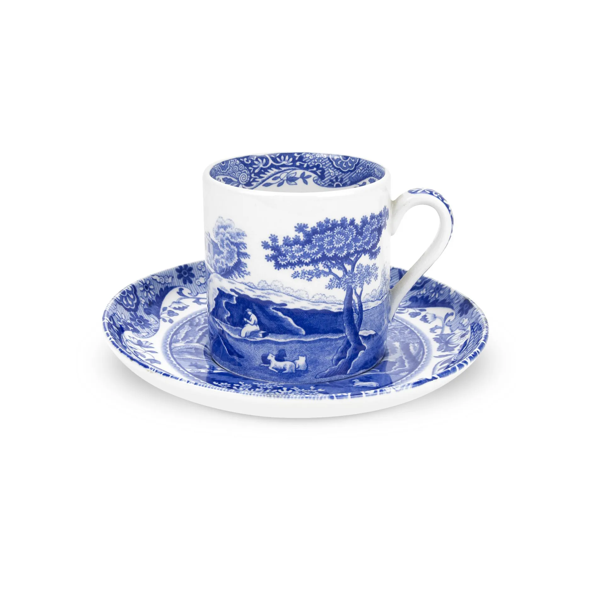 Spode Blue Italian kaffekopp med sk&aring;l 9 cl