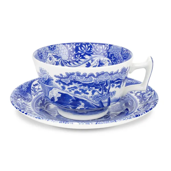 Blue Italian tekopp med fat, 20 cl