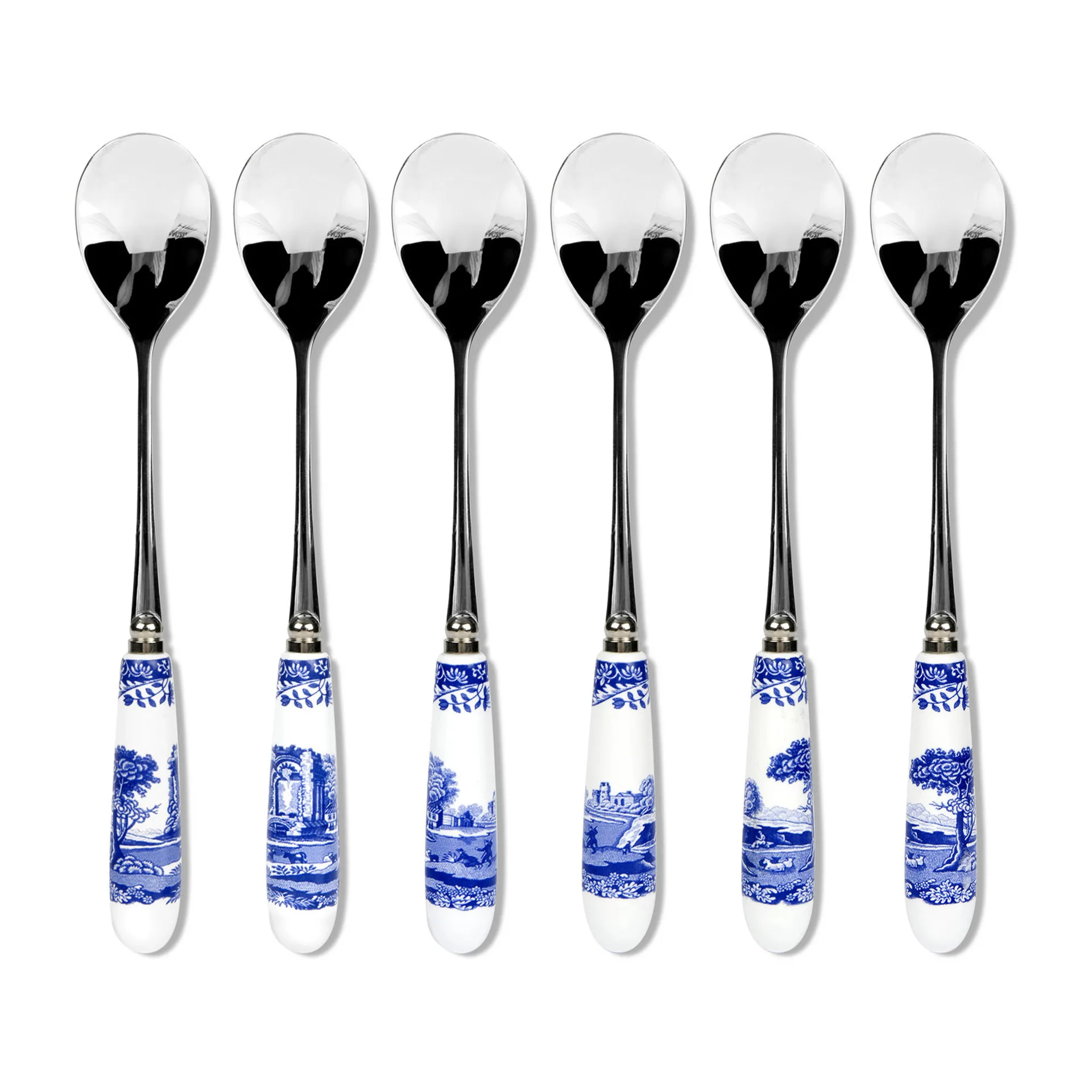 Spode Blue Italian teskeer 6-pak Keramik/Rustfrit stål