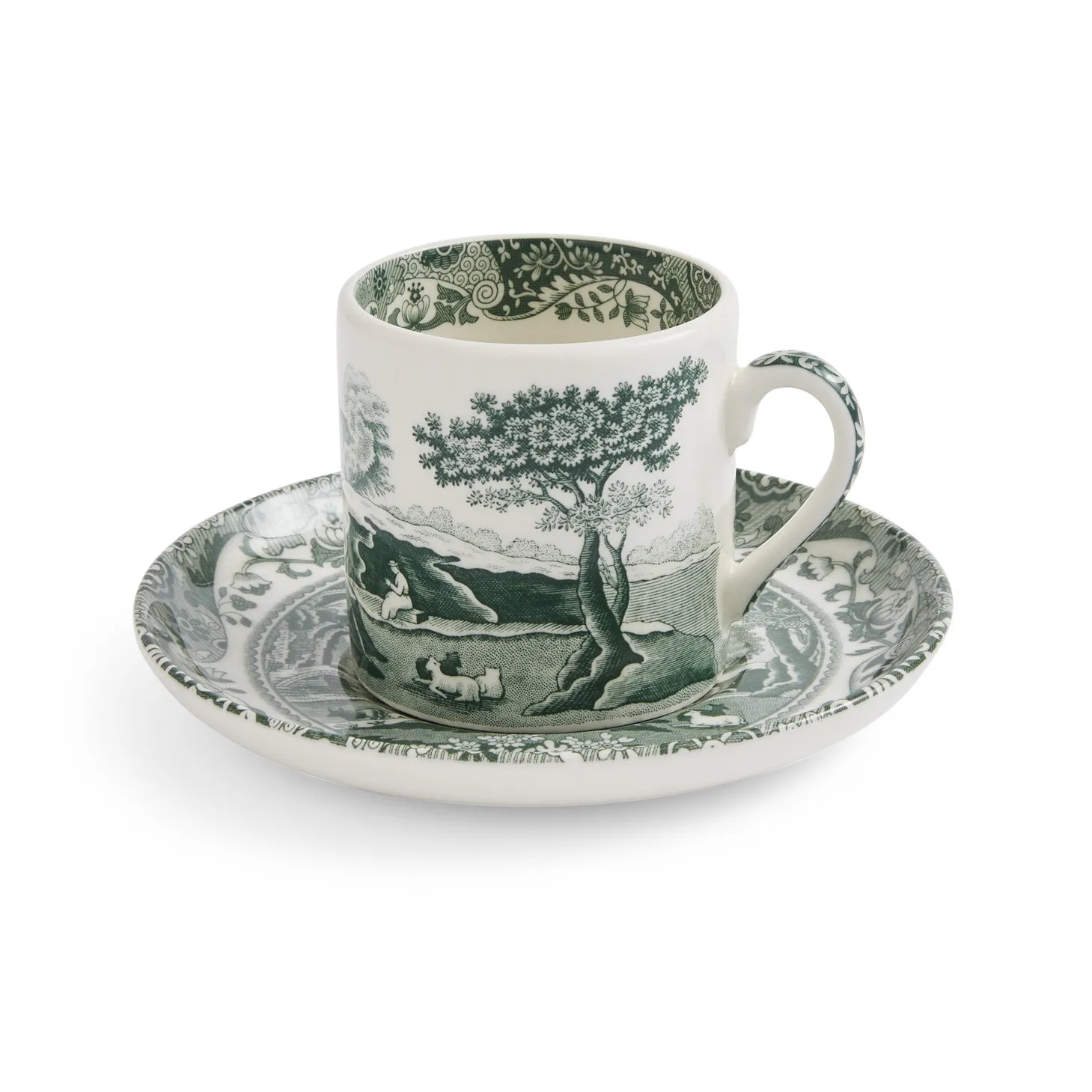 Spode Heritage Green Italian kop med underkop Grøn, espresso, 9 cl billede