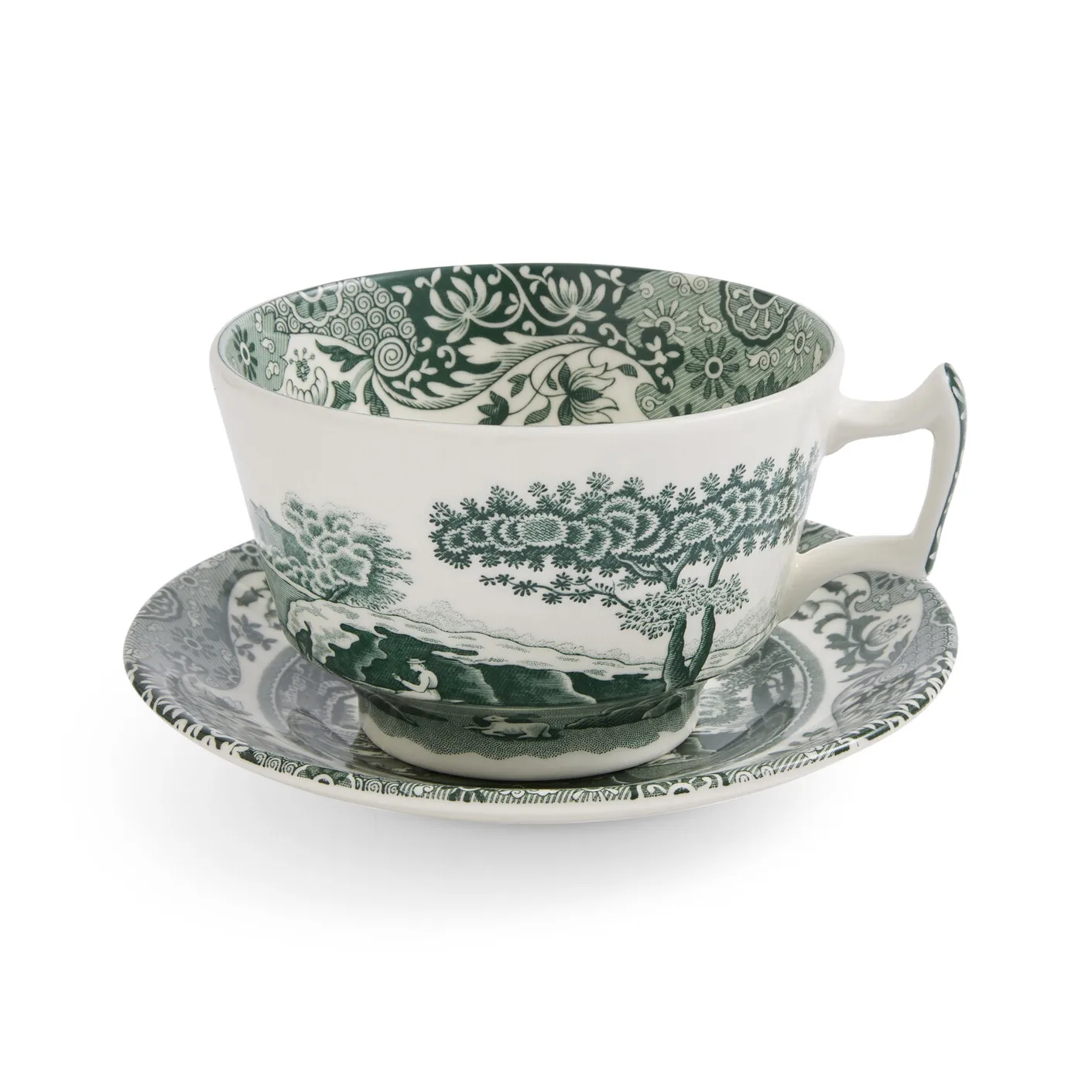 Spode Heritage Green Italian kop med underkop Grøn, morgenmad, 0,28 L