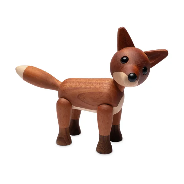 Foxy räv dekoration 12 cm, Mahogny