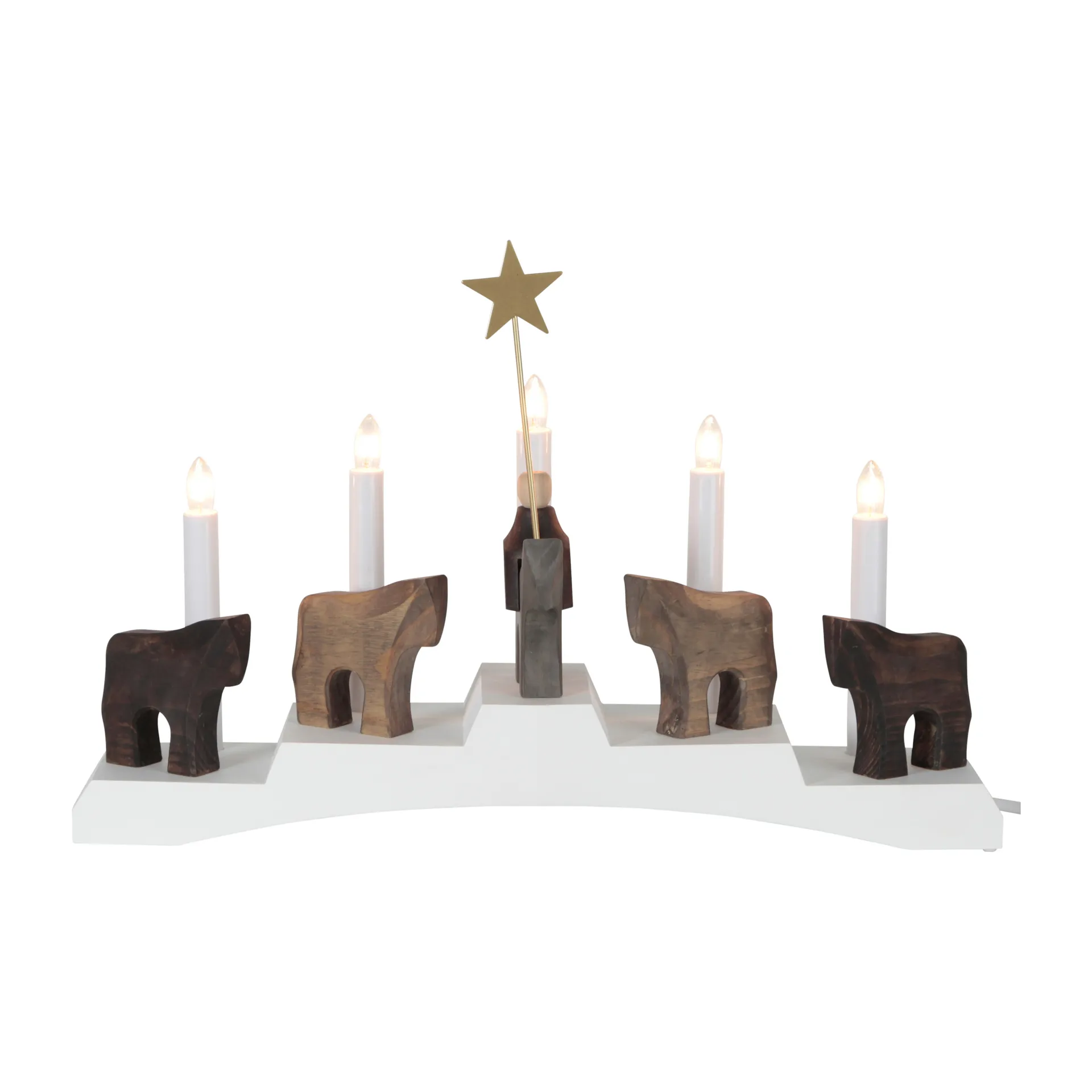 Star Trading Bougeoir de l'avent Saint Étienne et ses poulains 5 lampes Blanc
