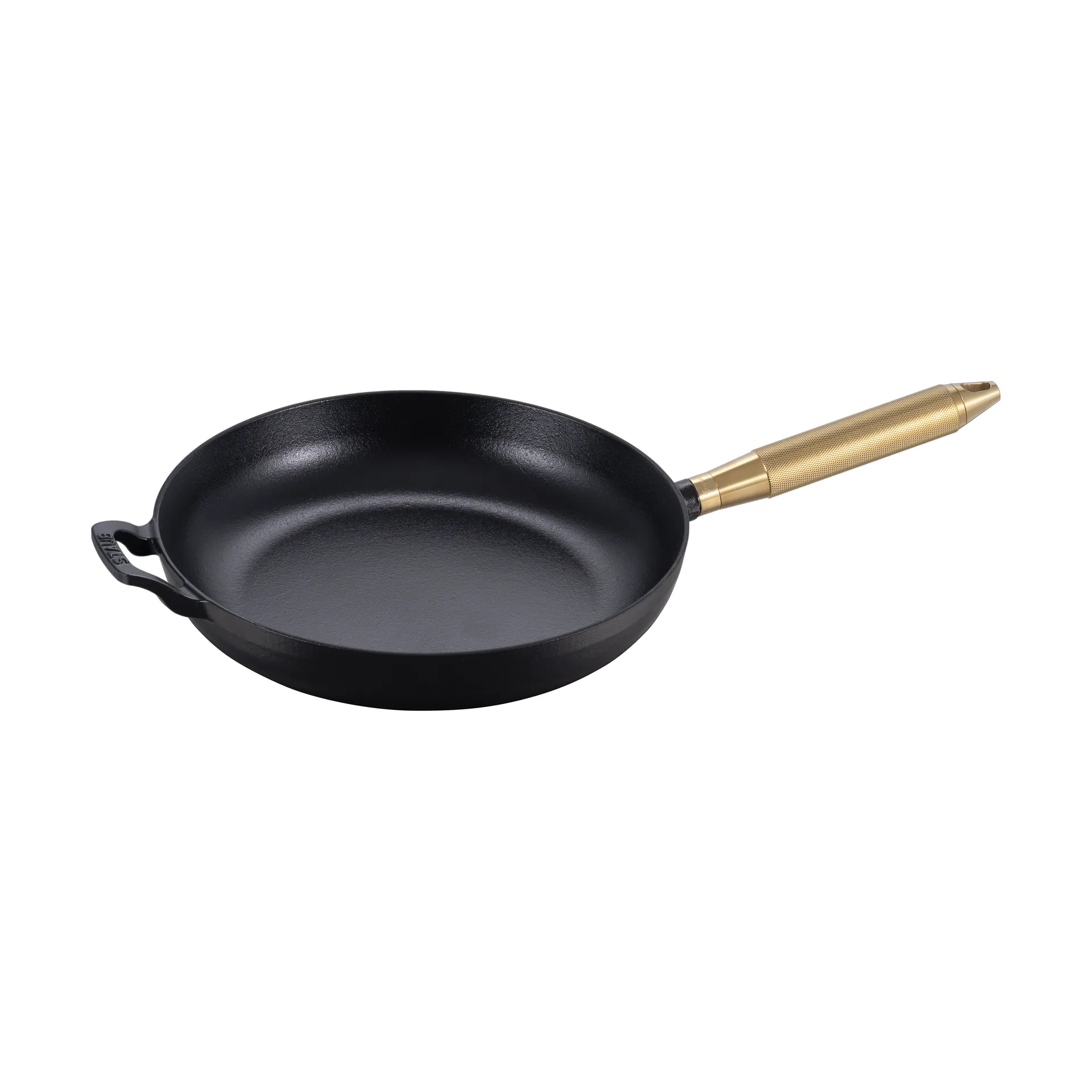 STAUB Buster & Punch stegepande støbejern sort Ø28 cm Messinghåndtag