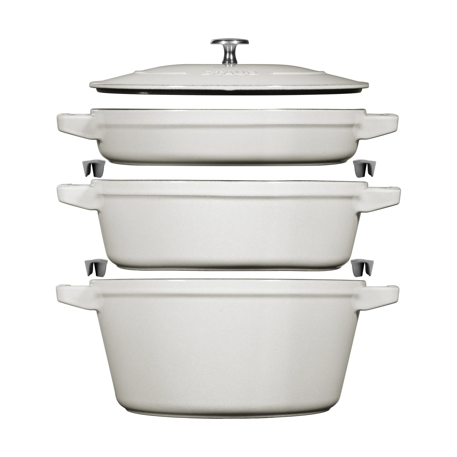 STAUB Staub gryde- & kasserollesæt stabelbare 5 dele White truffle