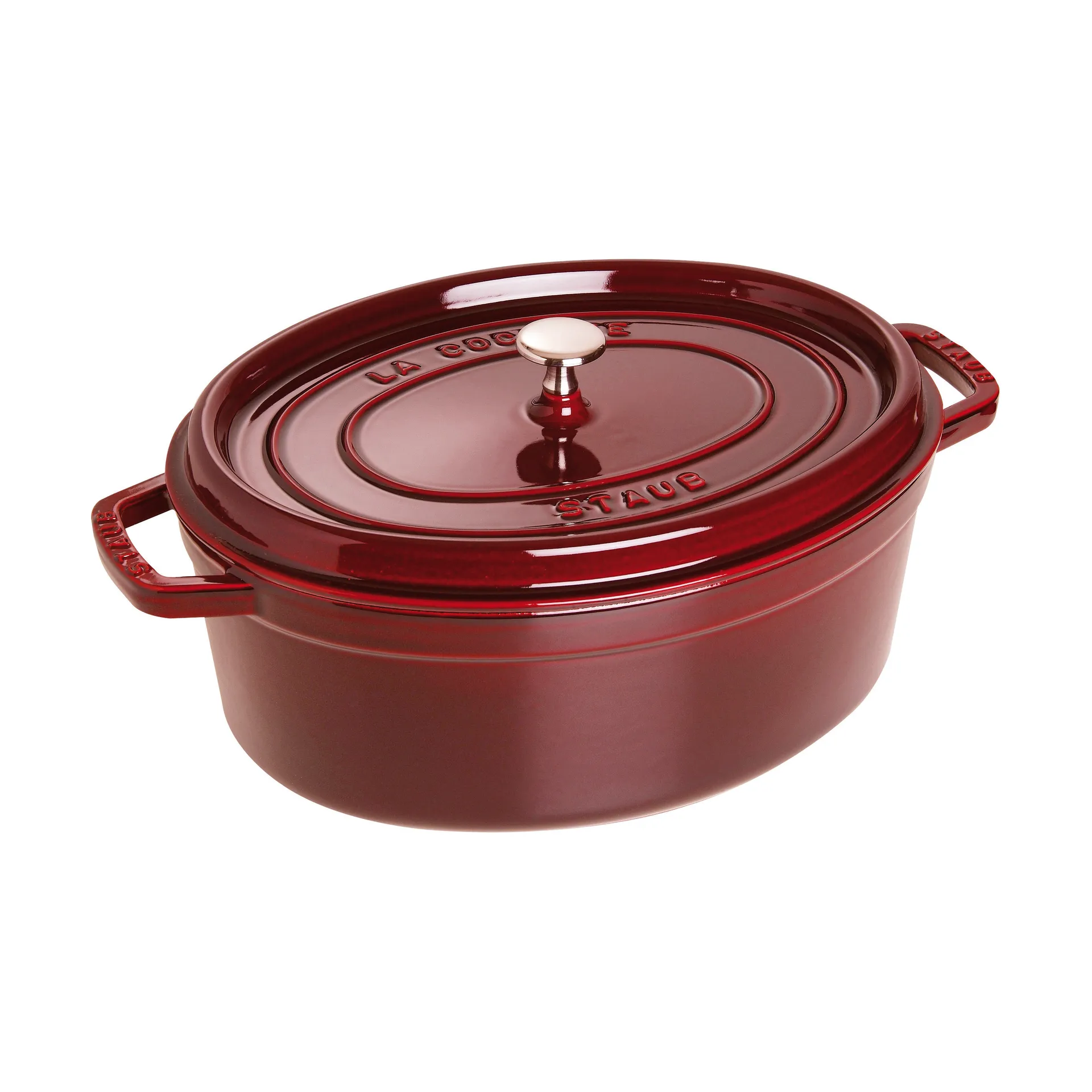 STAUB Staub La Cocotte oval gryta gjutj&auml;rn 5,5 L Grenadinr&ouml;d