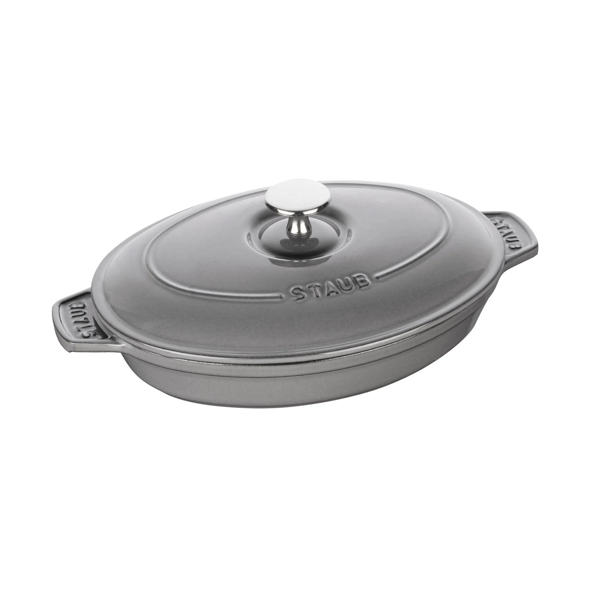 STAUB Staub ovnfast form støbejern med låg oval 23 cm Grafitgrå